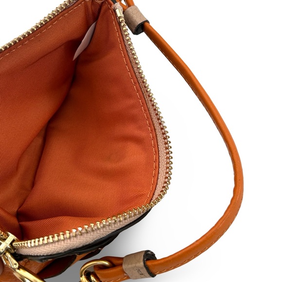 Tory Burch Perry Bomber card wallet case mauve & orange leather zip around - Picture 5 of 7